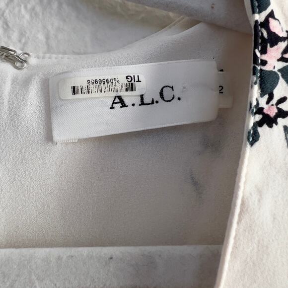 ALC Women's size 2 Silk Floral Sana Mini Dress Flounce Hem Brunch Going Out - Picture 6 of 9